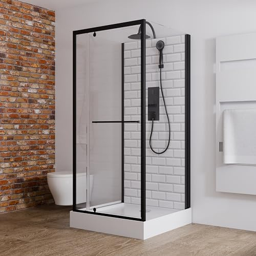 Schulte Komplettdusche Jersey 90x90 cm, Schwarz, 215 cm hoch