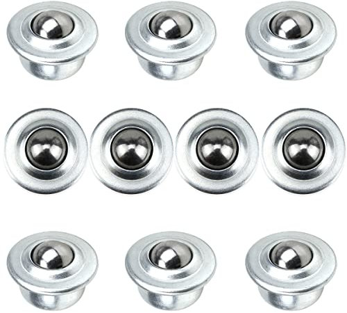 10 PCS Stainless Steel Roller Ball Transfer Bearing, FERCAISH Universal Rotation Ball Casters Round Ball Transfer Units for Transmission Roller Stand Roller Stand