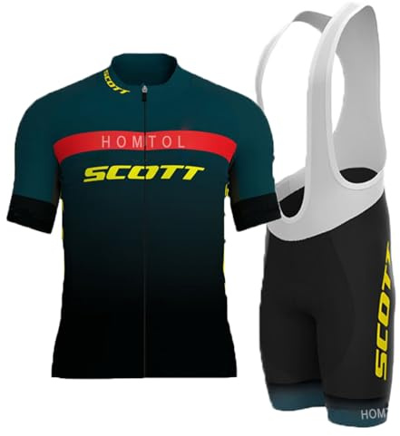 HOMTOL Abbigliamento Ciclismo da Uomo Maniche Corte Completo Bici Completo Ciclismo Manica Corta Tuta Ciclismo Uomo Pantaloncini con Bretelle in Gel 3D Traspirante e ad Asciugatura Rapida