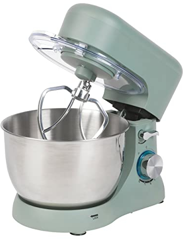 Progress EK5234PTEAL Go Bake Stand Mixer- Large Electric Whisk with 4L Stainless Steel Bowl, 8 Speeds and Pulse Function, Mixing Beater, Dough Hook, and Whisk Attachments, Splash Guard, 1300W, Teal