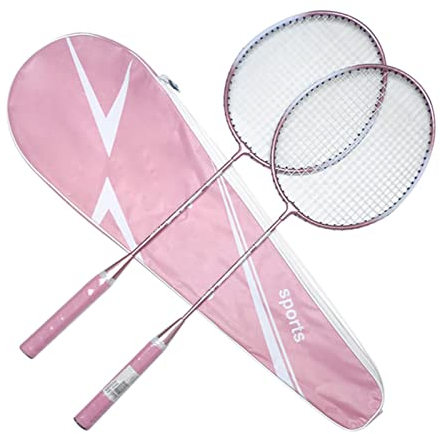 Badminton Racket 2pcs badmintonracketar och bärväska Set Badminton Racquet Set Inomhus utomhus sport tillbehör Badmintonset (Size : Pink)