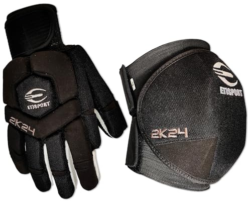 ETISPORT Rodilleras y Guantes de Hockey Patines Profesional 2K24. Extra protección y confort, sujeción ajustable, rigidez justa.