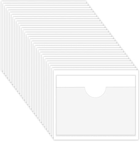 32 StüCk Etikettenhalter,Etikettenhalter Selbstklebend,Etikettenhalter Visitenkartentaschen,Selbstklebend VisitenkartenhüLlen,Kleben Transparent Wasserfest,Parkausweis HüLle,für Zuhause BüRo Schule