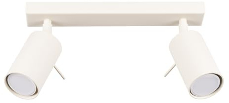 SOLLUX lighting Lampada Da Soffitto Orientabile Faretto Da Soffitto Di Acciaio 2 Paralumi 30 x 6 x 17 cm Beige Ring