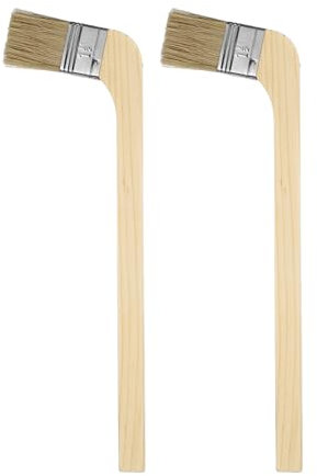 sourcing map Paint Brush 2Pcs 1.5 Brush Width Reusable Variety Angled Bend Brushes Radiator Paint for All Latex Oil Painting Furniture Walls Treatment, Brown