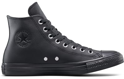 Converse Chuck Taylor All Star - Sneaker alte unisex per adulti, in pelle idrorepellente, Nero/Nero/Nero, 9 Women/7 Men