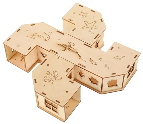 Toddmomy Laberinto de Túneles para Hámster y Animales Pequeños, Juguete de Madera Natural Seguro, Tubo de Actividad para Jaula, Suministros para Mascotas, Entretenimiento y Ejercicio