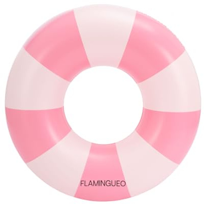 Flamingueo Flotador Gigante - para Playa y Piscina - Forma Donut - PVC Resistente - Doble Válvula - Diseño Bicolor - 90 x 90 cm