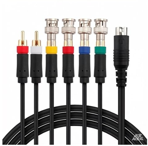Black 9 Pin Mini DIN to SCART AV Cable, RGBS 21 Full Wiring Male to Cord Compatible with Sega Mega Drive 2 / Genesis 32X for CRT TV PVM Monitor, 1.8m (Not Include Q9 Adapter)