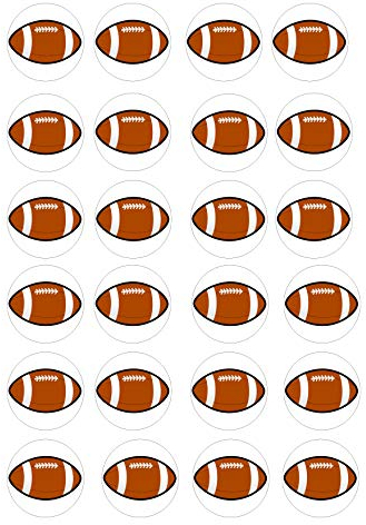 The Cake Decorators Boutique 24 Rugby Balls style edible Iced Icing CupCake Toppers