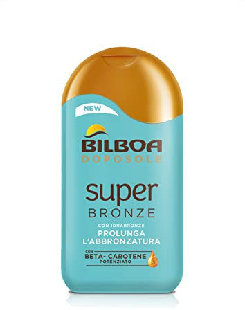 Bilboa Doposole Superbronze, con Idrabronze, Con Beta-Carotene Potenziato, Ottimo per Prolungare l'Abbronzatura, Idrata Intesamente la Pelle, Ottima per Tutti i Tipi di Pelle, 200 ml