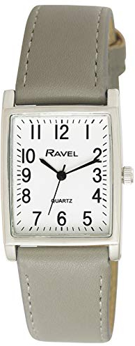 Ravel - Unisex Traditional Watch with Clear Numeral Dial - Silver Tone/Grey