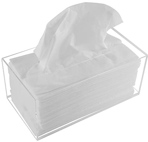 Soporte de Caja de Pañuelos de Acrílico, Dispensador Rectangular para Tejidos Faciales, Servilletas, Baño, Escritorios, Encimeras, Tocador, Dormitorio (Rectángulo, Transparente)