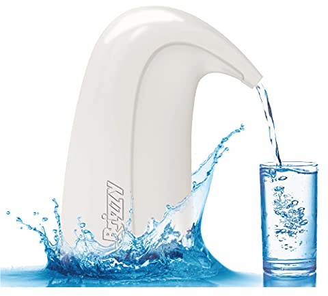 BRIZZY Wasserreiniger, antibakteriell, für Wasserhahn, ultrakompakt, mikrogefiltertes Trinkwasser, Filtersystem für Wasserhahn, zertifiziert und hergestellt in Italien (Schneeweiß)