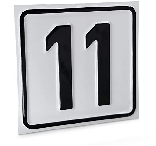Betriebsausstattung24 Hausnummernschild Nr. 11 - Größe: 10 x 10 cm - Aluminiumschild - Farbe: weis/schwarz - Moderne Hausnummer- oder Parkplatzkennzeichnung