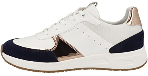 Geox D BULMYA Sneaker, Optic White/Navy, 41 EU