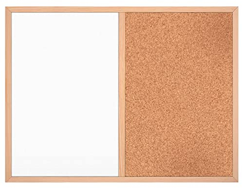 Kombitafel Whiteboard und Kork Pinnwand Magnettafel Korktafel Wandtafel Tafel 60x40 cm Holzrahmen