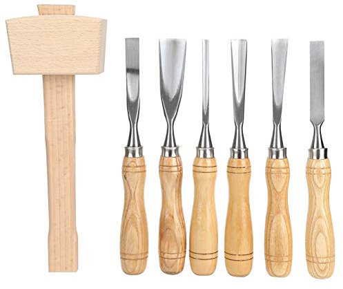 Juego De Mazo De Madera Y Cuchillo para Tallar, Herramienta De Tallado A Mano Martillo De Madera Mazo para Tallar Carpintería para Bricolaje Escultura Carpintero Expertos Y Principiantes