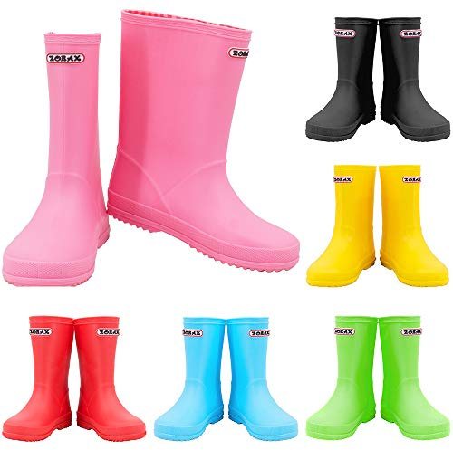 Zorax Botas de lluvia impermeables antideslizantes para niños y niñas, botas de agua unisex para niños, Pink, 39 EU