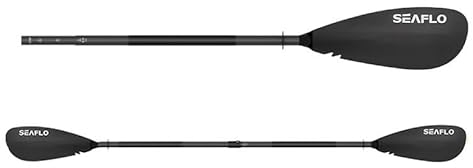 Seaflo Doppelpaddel aus Aluminium, sehr leicht, 220-230cm verstellbar, Kajakpaddel, Kanupaddel, SUP Paddel, Kanu, Boot, Ruder, schwarz