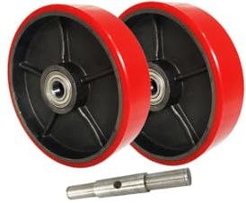 Rodillos for transpaletas, juego de 2 - Ruedas de dirección for transpaletas con eje de 180 x 50 mm (diámetro de 180 mm, ancho de 50 mm), ruedas de dirección con banda de rodadura de polietileno, coji