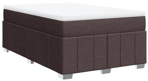 vidaXL Boxspringbett, Polsterbett Bett mit Matratze Matratzenauflage, Bettgestell mit Lattenrost, Doppelbett für Schlafzimmer, Dunkelbraun 120x190cm Stoff