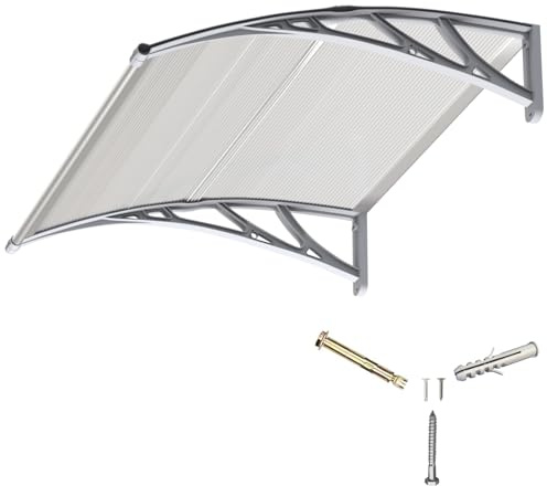 Awning,Awnings for house,32x40 Inch Door Awning Exterior Window Canopy with Premium Plastic Steel Bracket Polycarbonate Cover UPF 50+ UV,Rain & Snow Protection for Porch, Patio,Deck