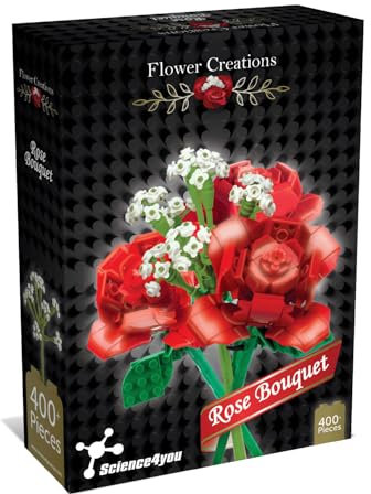 Science4you Kit de Construction de Bouquet de Roses pour Adultes – Amusez-Vous à Construire des Fleurs Artificielles, Cadeau de Construction, de Modélisation et de Hobby pour Les Adultes et Enfants.