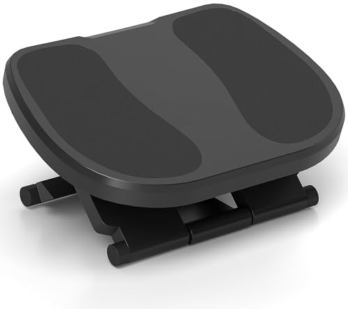 HOMCOM Reposapiés de Oficina Reposapiés con Altura y Ángulo Ajustable Reposa Pies con Superficie de Masaje y Almohadillas Antideslizantes para Estudio Hogar Gris