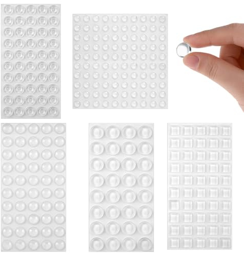 Leucasa Lot de 282 tampons en caoutchouc transparents autocollants 5 tailles - Butées élastiques - Pour portes, armoires, tiroirs, protection de surface et isolation phonique