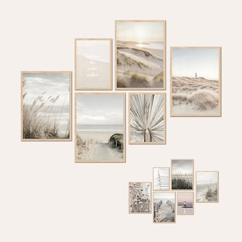 AG Design® SET DE DOBLE CARA de 6 Pósteres y Láminas de Pampas Beige | 4 uds x 30 x 42 cm + 2 uds x 21 x 30 cm | Para Dormitorio, Sala de Estar, Cocina y Oficina | Sin Marco | AP6 351330