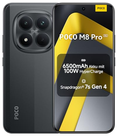 XIAOMI Poco M8 Pro 5G Smartphone, 8 GB RAM + 256 GB Speicher, Handy mit Android, 6,83 1,5K CrystalRes AMOLED, 50 MP Light Fusion 800 mit OIS, IP68, Schwarz, 2 Jahre Garantie