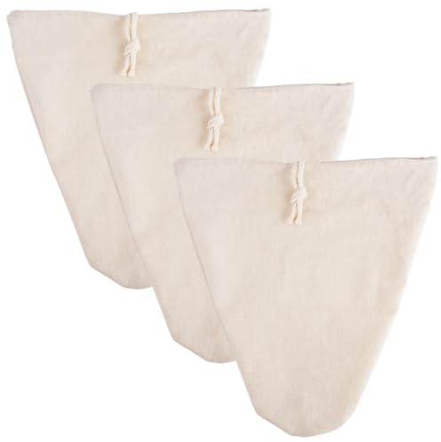 Bolsas lavables de leche frutos secos orgánicas coladoras algodón natural y lino en forma V con cordón reutilizables para soja jugo vegetal