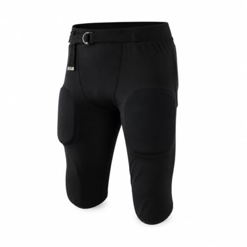 Harilla Pantalon de Football avec Protection Pantalon Rembourré Athlétique Bas de Sport Collant Compressif Polyester Léger pour Terrain Exigeant Coupe à , Noir , M