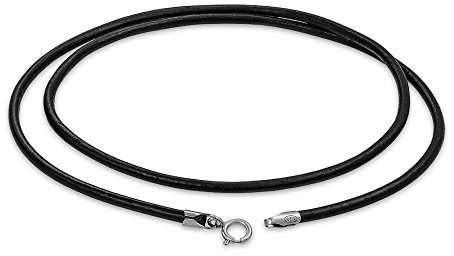 Bling Jewelry Collana In Corda Di Cuoio Nero Liscio Unisex In Vera Pelle Per Uomini, Donne E Adolescenti. Chiusura In Argento Sterling .925 Lunga 24 Pollici