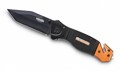 AUSONIA - Coltello da Tasca pieghevole serramanico Cm 20 con lama inox teflonata da 8 Cm e frangivetro e tagliacintura