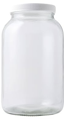 FastRack 1 Gallon Mason Jar with White Airtight Lid | Regular Glass Canisters with Airtight Lids | Large Mouth Glass Jar for Food Storage, Canning, Fermentation, Pickling