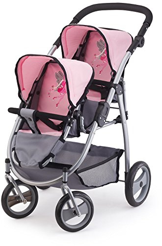 Bayer Design - 2650800 - Poussette Landau jumeaux pour Poupée - Gris/Rose