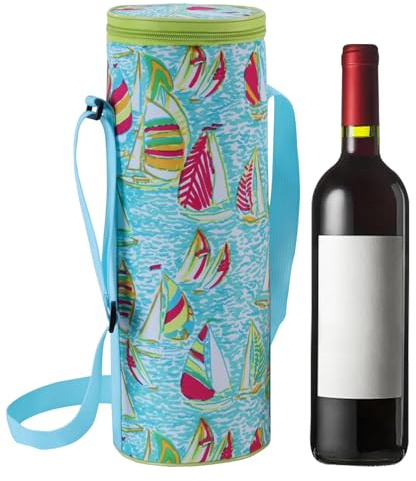Leberna Bolsa térmica para Botellas de Vino para Picnic, Viajes, Playa, Verde, 2 L