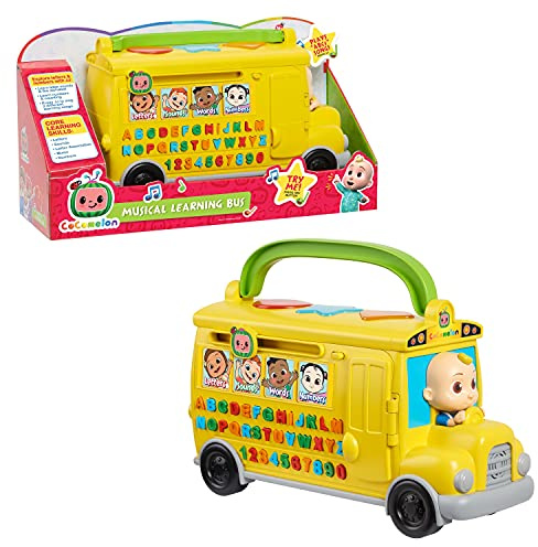 CoComelon Musical Learning Bus, Number and Letter Recognition, Phonetics, Yellow School Bus Toy Plays ABCs and Wheels on the Bus, by Just Play