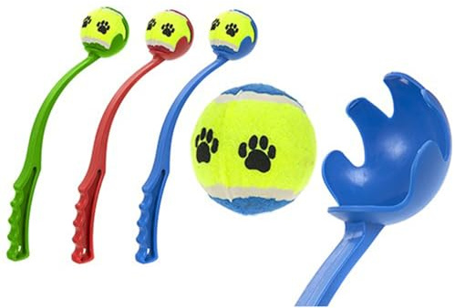 Assorted Colors Pet Tennis Ball Plastic Launcher - 38 cm, Perfect Fetch Toy for Dogs & Fun Outdoor Play (1 Pc.)
