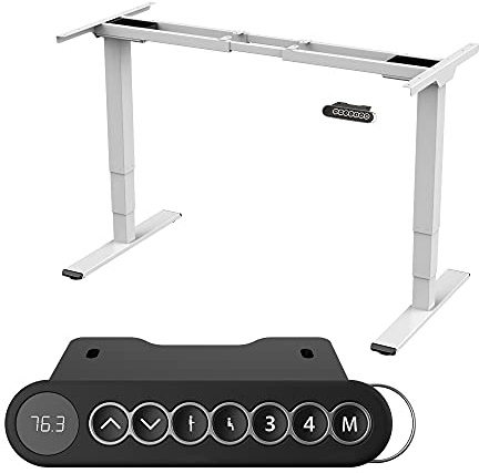 Tablakala Escritorio Elevable 2 Motores, Blanco, Sin Tablero (Solo Patas), Ajustable en Altura 62 a 127cm, Mesa Escritorio Elevable, Standing Desk, Mesa Elevable Secretaria