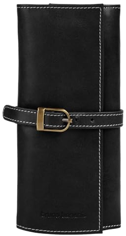 bruno banani Schmuckrolle Echt Leder Damen | Elegante Leder-Aufbewahrung mit 2 Reißverschlussfächern und abnehmbaren Einsätzen | 021908