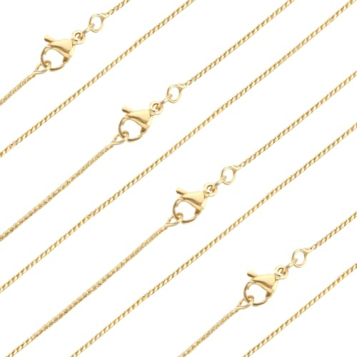 Beebeecraft 6 chaîne Serpentine Plaquée Or 45 carats avec Extrémité de Câble Fin de 18 cm et 18,(6) cm en Vrac avec Fermoirs Mousquetons pour la Fabrication de Bijoux