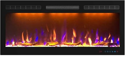 KAMINLICHT Elektrokamin Marly 40 (Einbaukamin) - elektrischer Kamin mit Heizung, Multicolor-LEDs & Knistereffekt - Kamineinsatz zum Einbau in die Wand, 1.500 W, 101,6x45x15 cm, Schwarz