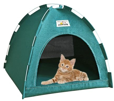 alfyng Haustierzelt Haus für Katze Hund, Katzenzelt Höhle Nest Bett, Tragbare Hundezelte, Faltbares Kätzchenhaus für alle Jahreszeiten drinnen und draußen mit weicher Matte (Grün)