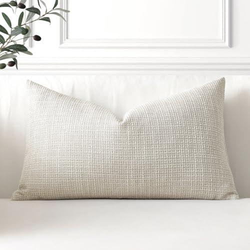 Artscope Juego de 1 Fundas de Cojines Decorativas Cuadradas de Lino 40 x 60 cm para Decoración del Hogar Sofá Dormitorio Coche 16x24 Beige