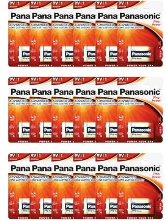 Panasonic Pro Power Gold 9V Alkaline Batteries 6LR61PPG Confezione da 18 pz (6LR61, MN1604, PP3)