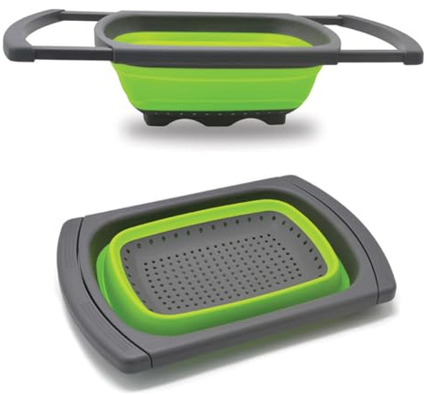 Colador plegable, colador sobre el fregadero, coladores de verduras y frutas, colador plegable para cocina de 6 cuartos de galón, sin BPA