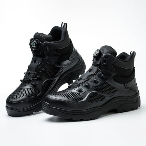 Sicherheitsstiefel Herren S3 Wasserdicht Arbeitsschuhe - Pu-Leder Mit Stahlkappe Sicherheitsschuhe rutschfest Arbeitsstiefel Drehknopf Anti-Smash Und Anti-Punktur Unisex Arbeit Versicherung Stiefel